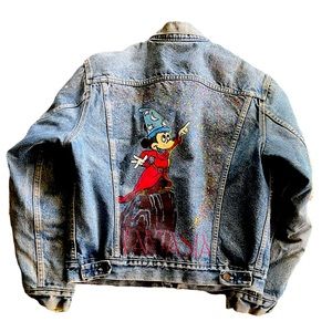 Vintage Disney hand painted Fantasia Mickey Jean Jacket